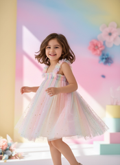 Baby Girl Elegant Pink Ombre Starry Moon Princess Dress