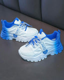 Girls’ Blue Gradient Color Casual Sports Shoes – Fashion PU Sneakers for Daily Wear