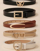 5pcs Belts Set with Beautiful Heart & Butterfly Buckles