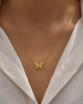 Butterfly Pendant Golden Color Stainless Steel Necklace
