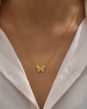 Butterfly Pendant Golden Color Stainless Steel Necklace