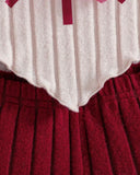 Burgundy Crochet Flower Halter Top & Ribbed Shorts Set – 2PCS Summer Outfit