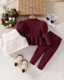 Baby Girls Red Dress, Vest Jacket & Pants 3-Piece Outfit Set