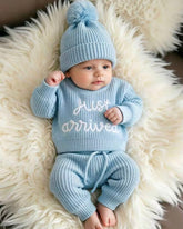 3Pcs Set Blue Autumn Baby Arrival Announcement Outfit