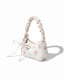 White Floral Bow Print Shoulder Bag
