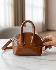 Brown Mini Oil Leather Crossbody Handbag