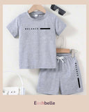 Boy Summer Casual Letter Printed Short Sleeve T-Shirt & Shorts Set