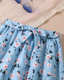 Tween Girls 2-Piece Back View Girl Top & Long Ditsy Floral Skirt