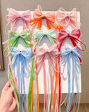 2-Piece Macaron Satin Pearl-Luster Tulle Bow Hair Clips for Girls