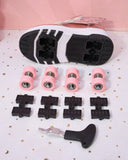 Girls Premium Convertible Shiny Pink 4-Wheel Roller Skate Shoes