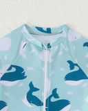 Boys Dolphin Print Long Sleeve One-Piece Swimsuit