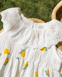 Baby Girls knitted sleeveless lace Lemon collar top + straight leg pants