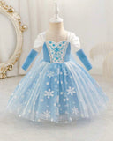 Girls Frozen Elsa Dress (Blue and Pink)
