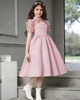Tween Girls’ Dusty Pink Pearl Sleeve Party Dress