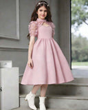Tween Girls’ Dusty Pink Pearl Sleeve Party Dress