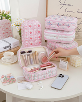 Multicolor Floral Quilted Vanity Organizer Bag