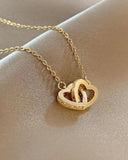 Double Heart Pendant Necklace
