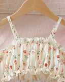 Girls’ 2pc Summer Floral Outfit Set – Camisole Top & Asymmetrical Hem Skirt