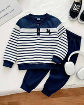 Kids Boys Horse Print Striped 2-Piece Outfit Set