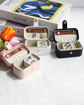 Portable Leather Jewelry Box Organizer Type B (White, Black, Pink)