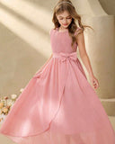 Girls Dusty Pink Chiffon Flower Dress