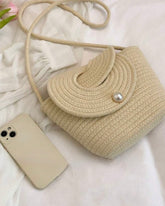 Vintage Woven PU Shoulder Bag – Solid Color Crossbody with Adjustable Strap