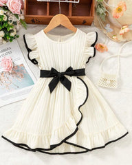 Girls Casual Ruffle Hem Dress with Belt – Summer Cute A-Line Dress