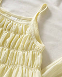 2pcs Yellow Ruffle Trim Camisole & Wide Leg Pants