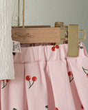 2pcs Baby Girl Cherry Embroidery Sleeveless Top & Short Pleated Skirt