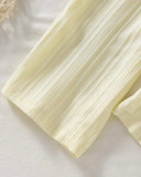 2pcs Yellow Ruffle Trim Camisole & Wide Leg Pants