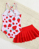 Baby Girl Purple Strawberry Print Swimwear - 2pc set