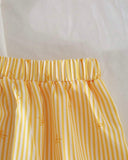 Girls’ Ribbed Knit Tank Top & Yellow Bow Print Skirt Set