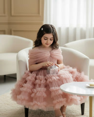Pink Sequin Off-Shoulder Mesh Princess Dress