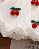 Girls 2pc Sleeveless White Top with Cherry Decor & Ruffle Hem Shorts