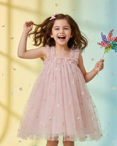 Baby Girl Light Pink Stylish Party Frock