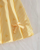 Girls’ Ribbed Knit Tank Top & Yellow Bow Print Skirt Set