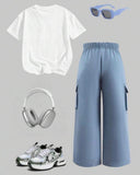 Girls’ Star Print Short Sleeve T-Shirt & Cargo Pants Set