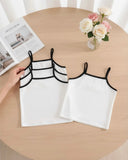 5pcs Girls White Milk Silk Camisole Set with Black Bow