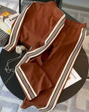 Fitted Stand Collar Cardigan + Casual Slant Pocket Pants