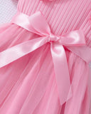 Young Girls Pink Cap Sleeve Mesh Dress