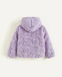 Girls Purple Fleece Heart Thick Cardigan