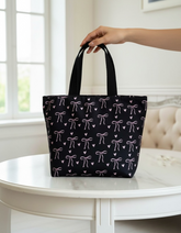 Royal Blue Bow & Heart Print Travel Tote Bag