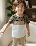 Plaid Splice Round Neck Short Sleeve T-Shirt And Shorts