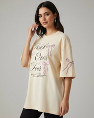 Plus Size Women Pink Bow Casual Short Sleeve T-Shirt