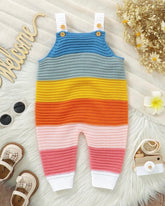 Baby Girl Rainbow Striped Knit Romper
