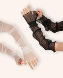 1 pair of Elegant Pleated Arm Sleeves for Women (Black, White, Purple, Grey, Pink)