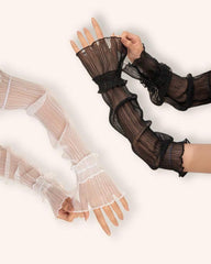 1 pair of Elegant Pleated Arm Sleeves for Women (Black, White, Purple, Grey, Pink)