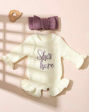 2Pcs Set Dusty Purple Newborn Photography Outfits With Bow Headband