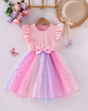 Girls Sleeveless Pink Starry Summer Dress