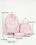 3-Piece Fashionable Collegiate Style Backpack Set – Heart & Bow Print